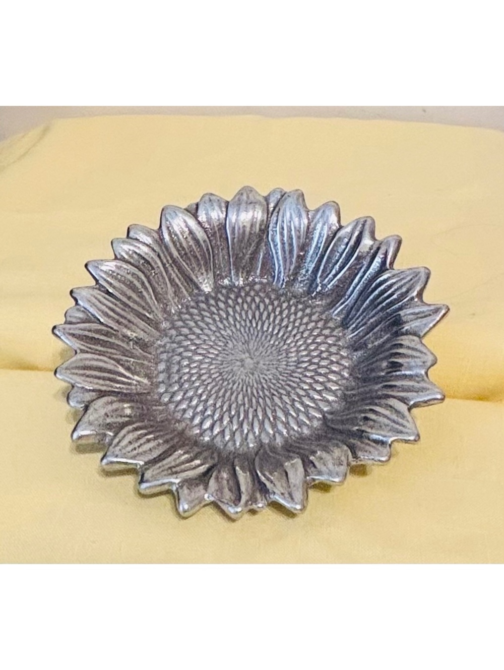 Vintage Peltrina Argentina Pewter Sunflower Dish Trinket Bowl Metalware 1990’s
